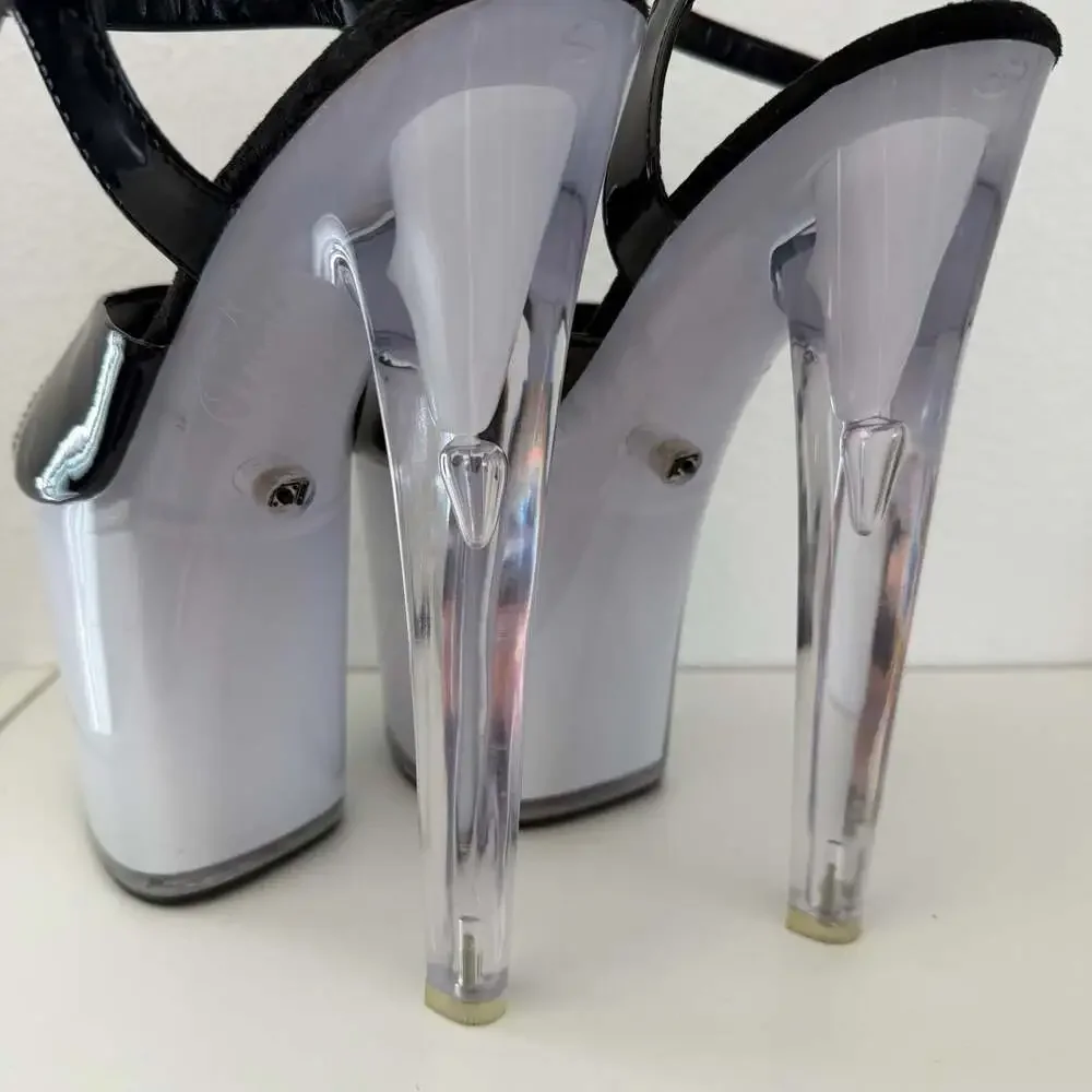 Pleaser Discolite-809 Black Patent / White 8-Inch Light Up Platform Heels